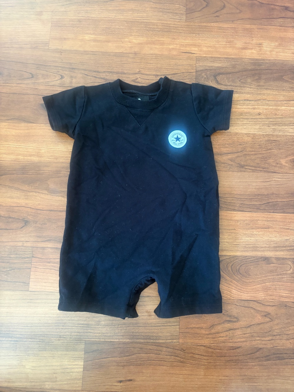 Converse Black Short-Sleeve Baby Romper with Star Logo